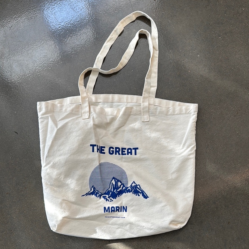 THE GREAT. Cream and Blue Tote Bag